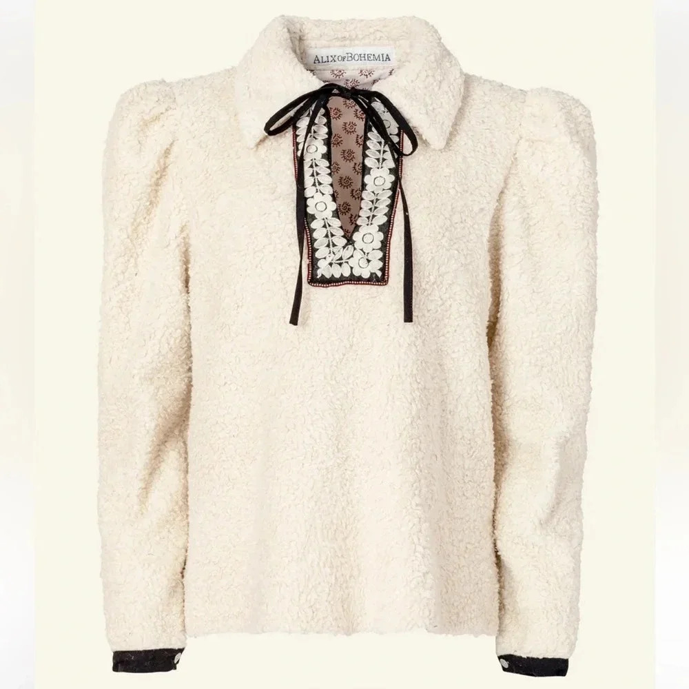 Alix of Bohemia Loretta Teddy Fleece Tunic Cream Small NWT Western Boho Gypsy